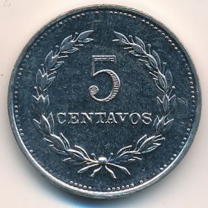 El Salvador, 5 centavos, 1976–1984