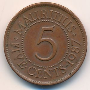 Маврикий, 5 центов (1987 г.)