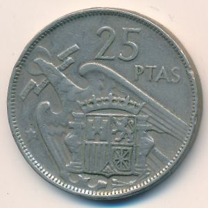 Испания, 25 песет (1957 г.)