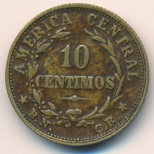 Costa Rica, 10 centimos, 1942–1947