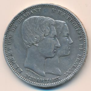 Belgium., 5 francs, 1853
