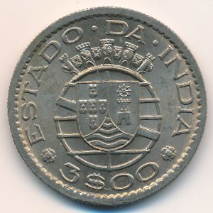Portuguese India, 3 escudos, 1959