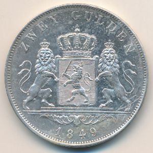 Hesse-Darmstadt, 2 gulden, 1848–1856