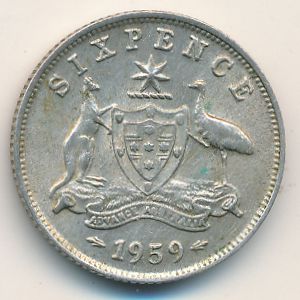 Australia, 6 pence, 1959