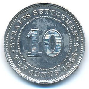 Straits Settlements, 10 cents, 1884