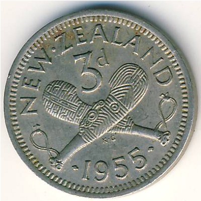Новая Зеландия, 3 пенса (1953–1956 г.)