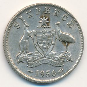 Australia, 6 pence, 1956