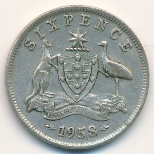 Australia, 6 pence, 1958