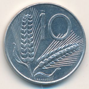 Italy, 10 lire, 1976