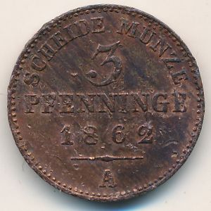 Prussia, 3 pfenning, 1862