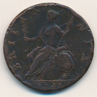 Великобритания, 1/2 пенни (1740–1745 г.)