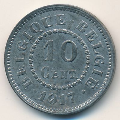 Belgium, 10 centimes, 1917