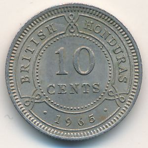 British Honduras, 10 cents, 1956–1970