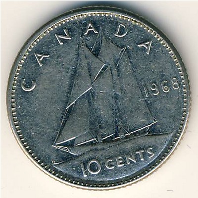 Canada, 10 cents, 1968–1969