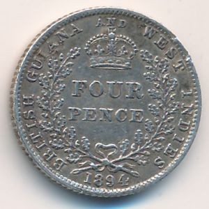 British Guiana, 4 pence, 1891–1901