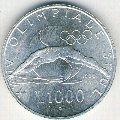 San Marino, 1000 lire, 1988