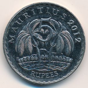 Mauritius, 5 rupees, 2012–2018