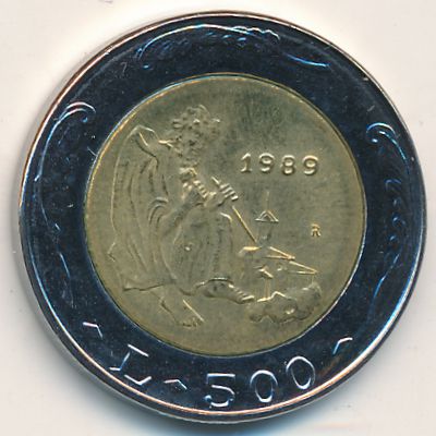 San Marino, 500 lire, 1989