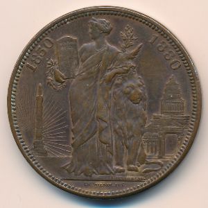 Belgium., 5 francs, 1880