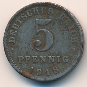 Germany, 5 pfennig, 1918