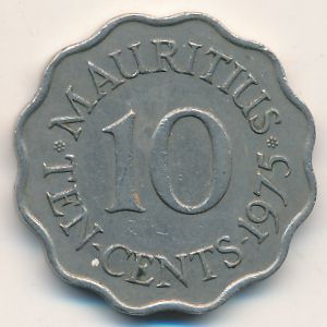 Mauritius, 10 cents, 1975