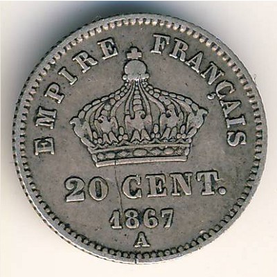 Франция, 20 сентим (1867–1868 г.)