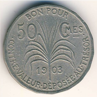 Guadeloupe, 50 centimes, 1903–1921