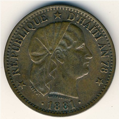 Haiti, 2 centimes, 1881