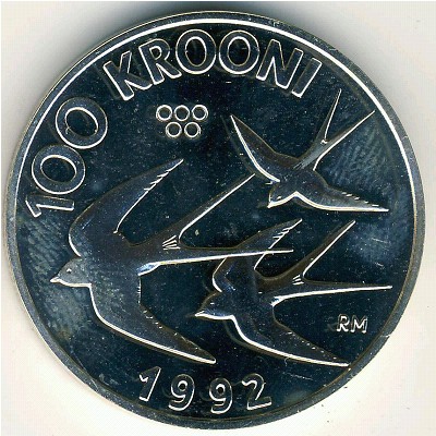 Estonia, 100 krooni, 1992