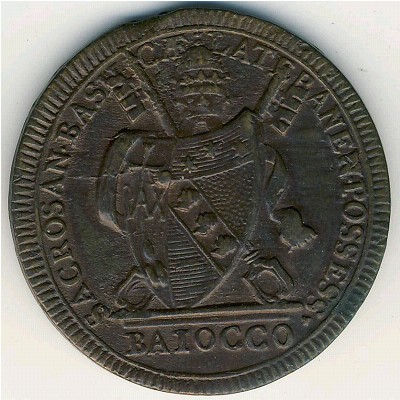 Papal States, 1 baiocco, 1801