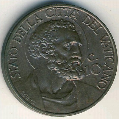 Vatican City, 10 centesimi, 1929–1938