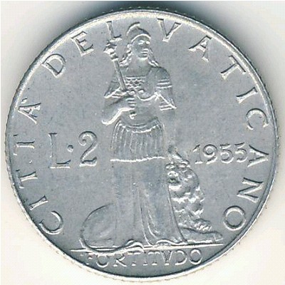 Vatican City, 2 lire, 1951–1958
