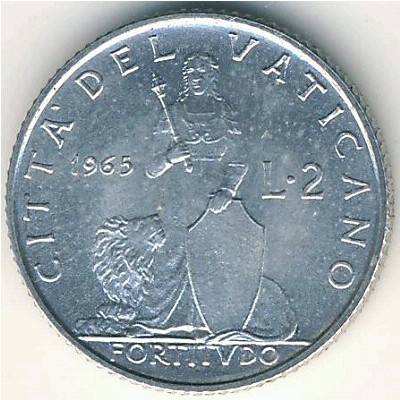Ватикан, 2 лиры (1964–1965 г.)