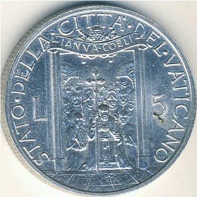 Vatican City, 5 lire, 1950
