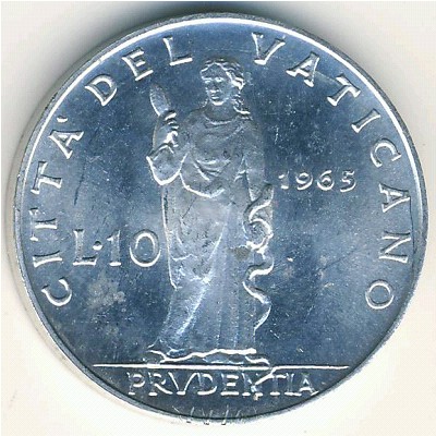 Ватикан, 10 лир (1964–1965 г.)