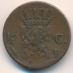 Нидерланды, 1/2 цента (1823 г.)