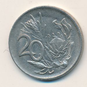 South Africa, 20 cents, 1977