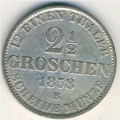 Oldenburg, 2 1/2 groschen, 1858