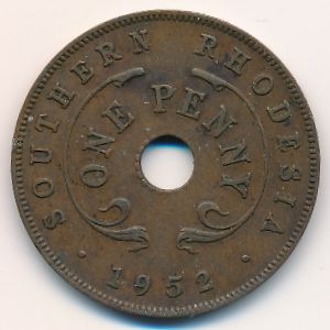 Southern Rhodesia, 1 penny, 1952