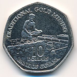 Guyana, 10 dollars, 1996–2018