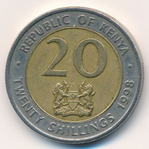 Kenya, 20 shillings, 1998