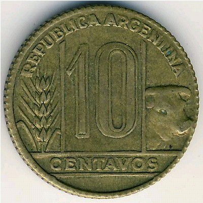 Аргентина, 10 сентаво (1942–1950 г.)