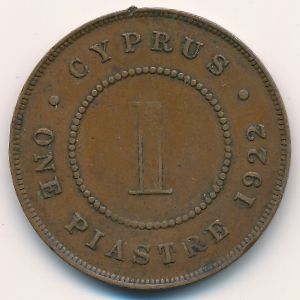 Cyprus, 1 piastre, 1922–1931