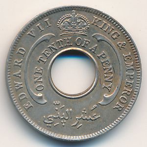 British West Africa, 1/10 penny, 1908–1910