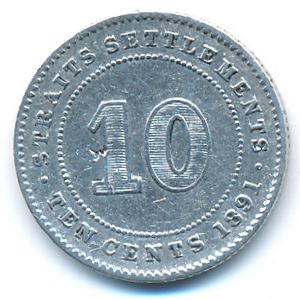 Стрейтс-Сетлментс, 10 центов (1891 г.)