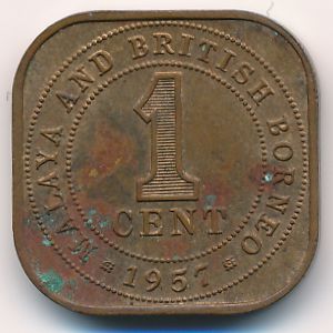 Malaya and British Borneo, 1 cent, 1957