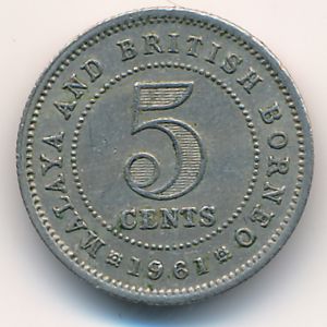 Malaya and British Borneo, 5 cents, 1961