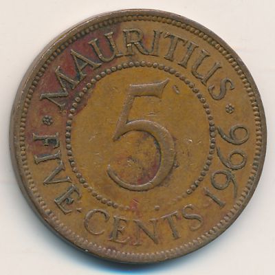 Mauritius, 5 cents, 1966