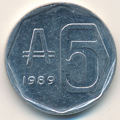 Аргентина, 5 аустралей (1989 г.)