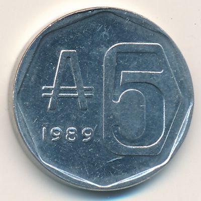 Аргентина, 5 аустралей (1989 г.)